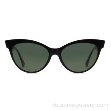 Frauen UV400 Injektion Acetat polarisierte Katzenauge Sonnenbrille